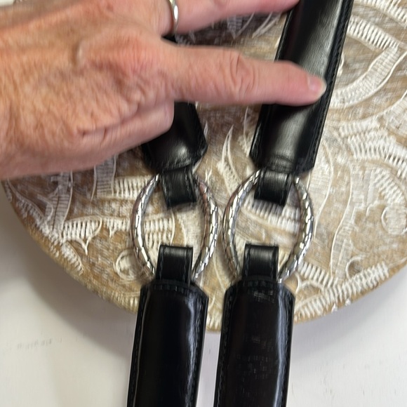 BRIGHTON WOMENS BLACK SILVER CLASP AND SILVER OVAL BUCKEL WESTERN  BELT SZ 38 - Picture 6 of 13